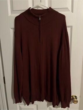 Hawker Rye Men's Half-Zip Mock Neck Sweater - Deep Burgundy